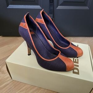 Diesel Women's Indigo Blue and Orange Heels 36 / 6